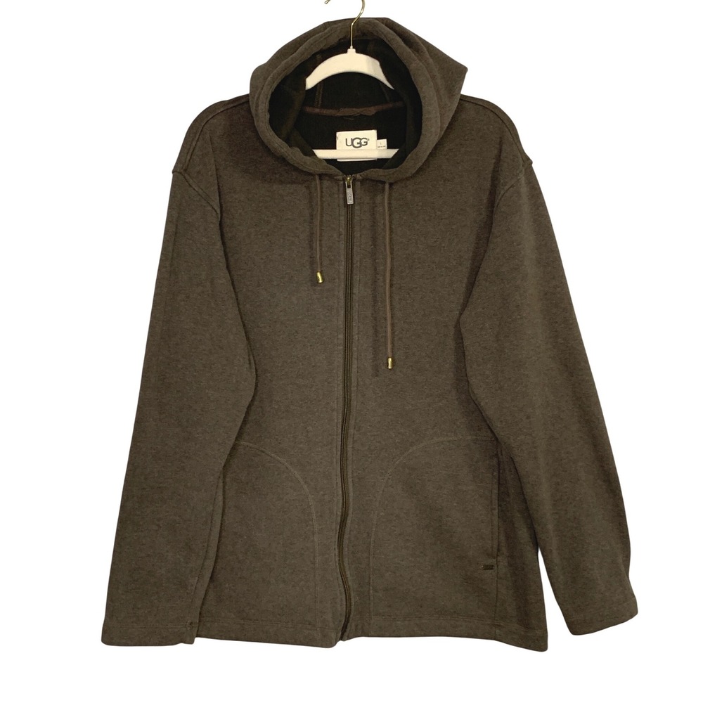 UGG For Men Heathered Brown Full Zip Hoodie Jacket Sweatshirt Size L